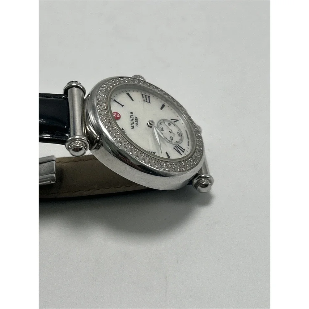 Women's Diamond Michele Caber Dress Watch Black Band